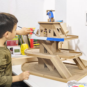 Wooden Ship Shape Parking Garage Toy for Kids