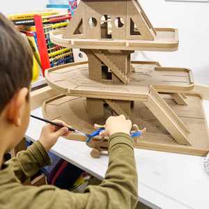 Wooden Ship Shape Parking Garage Toy for Kids